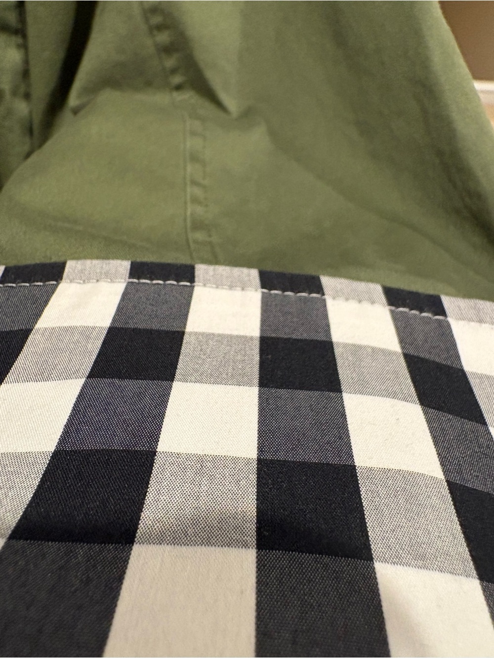 Avec Les Filles Olive Green Cape-Collar Jacket with Black & White Gingham Trim - Picture 5 of 6